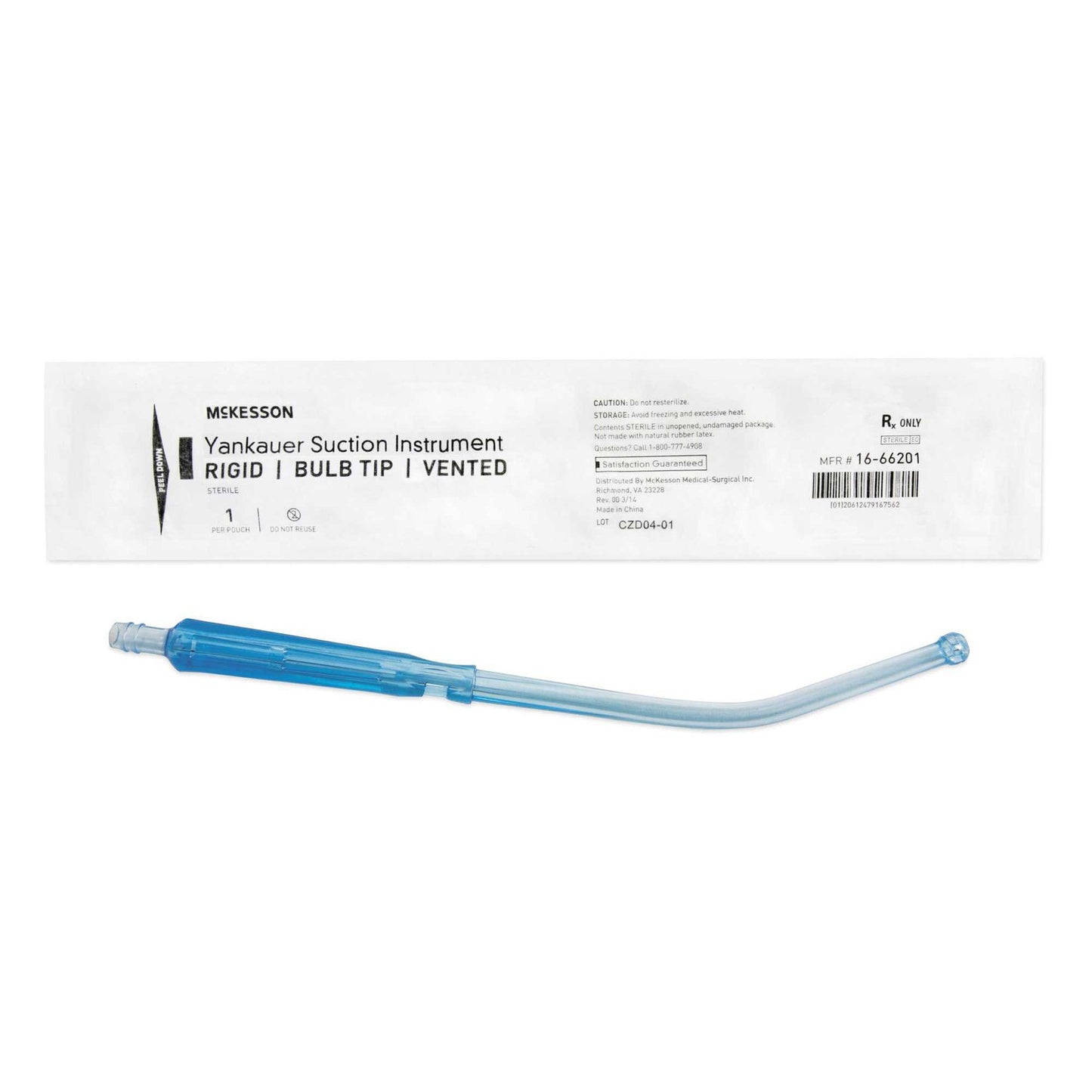 McKesson Yankauer Suction Tube, Vented, Rigid, Bulb Tip, Without Tubing, Sterile, 50 Count