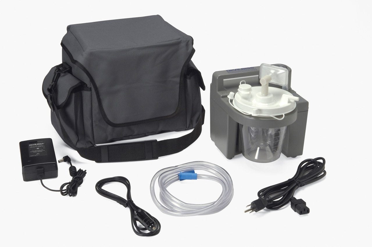 DeVilbiss Healthcare 7305 Series Homecare Suction Unit with External Filter, Battery, and Carrying Case